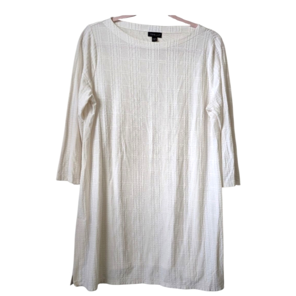 J. Jill Wearever Collection Cream Textured Tunic Top Size Medium - Picture 2 of 5
